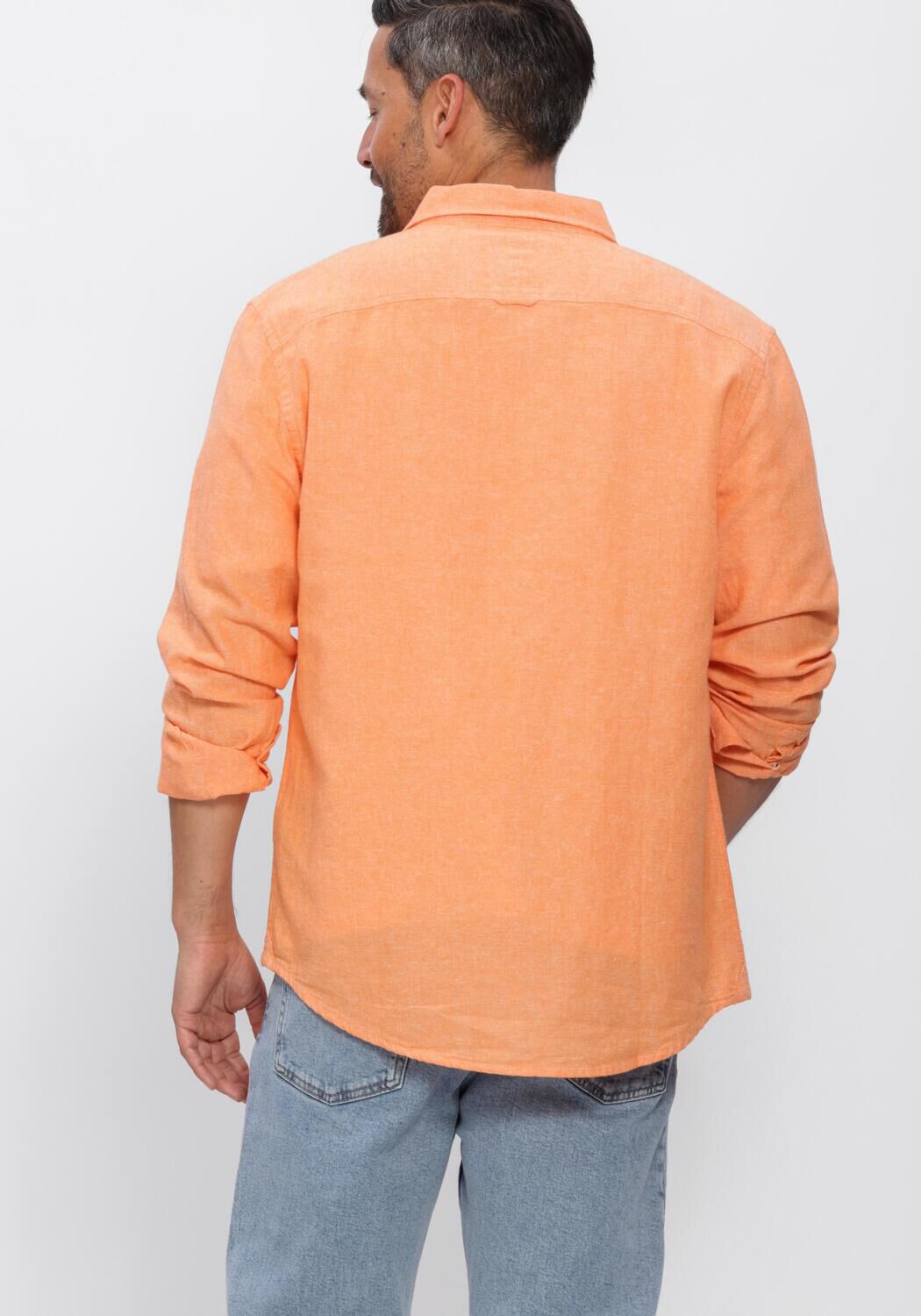 Orangene TOMMY JEANS Casual-Oberhemd TJM REG LINEN BLEND SHIRT EXT - large