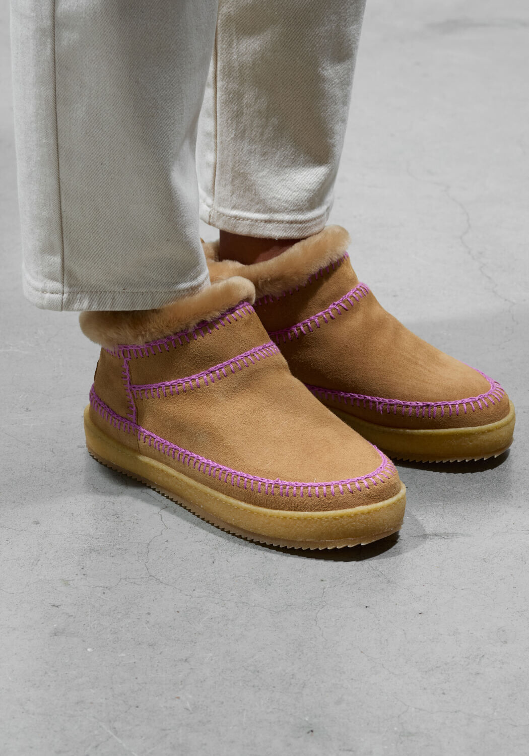 Cognacfarbene LAIDBACKLONDON Winterstiefel NYUKI LOW CROCHET - large