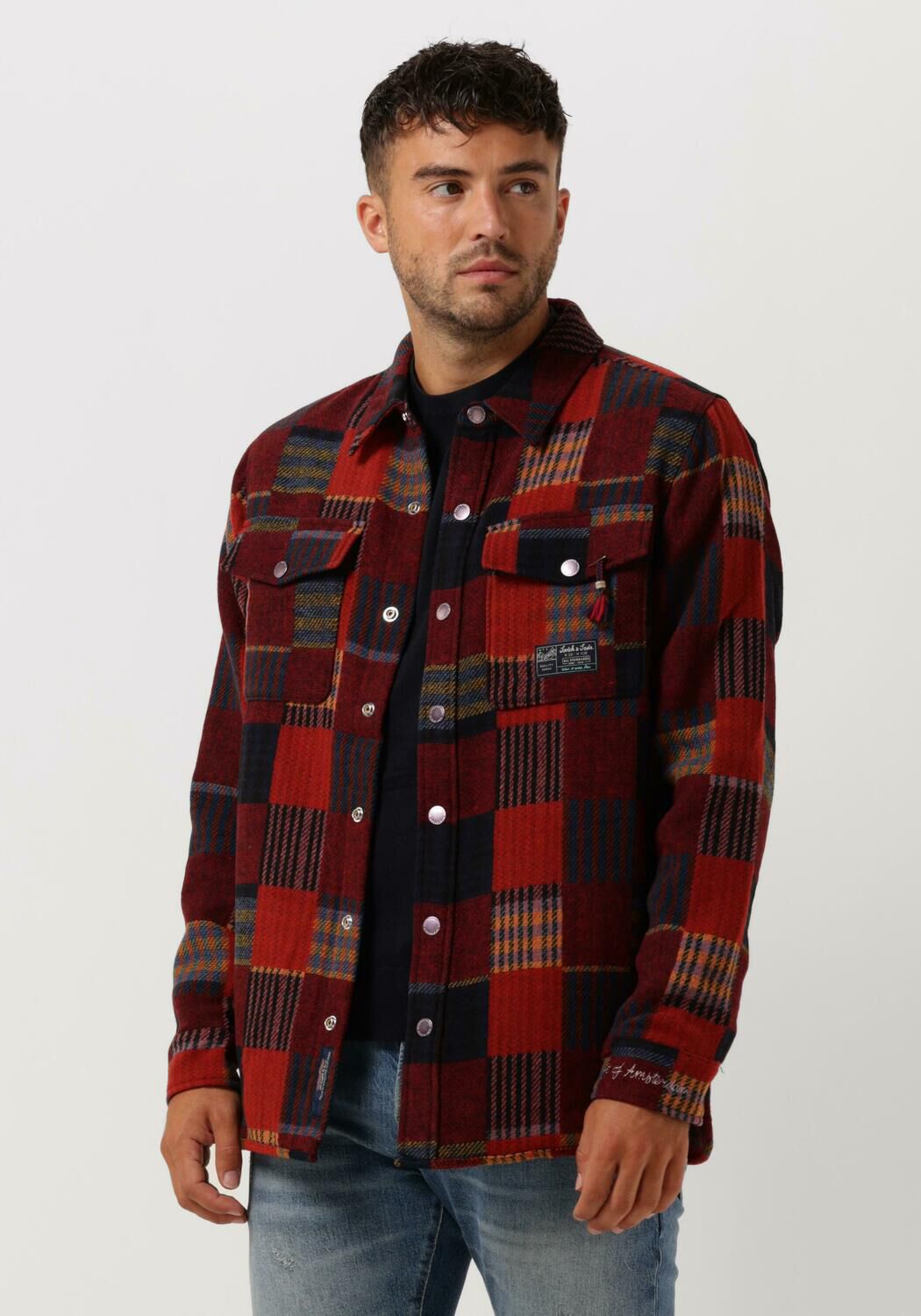 Rote SCOTCH SODA Overshirt JACQUARD PATCHWORK CHECK OVERSHIRT Omoda