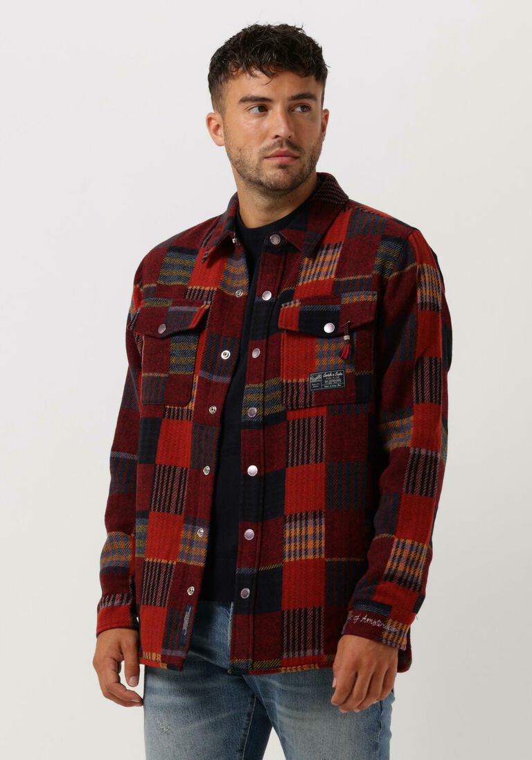 rote scotch & soda overshirt jacquard patchwork-check overshirt