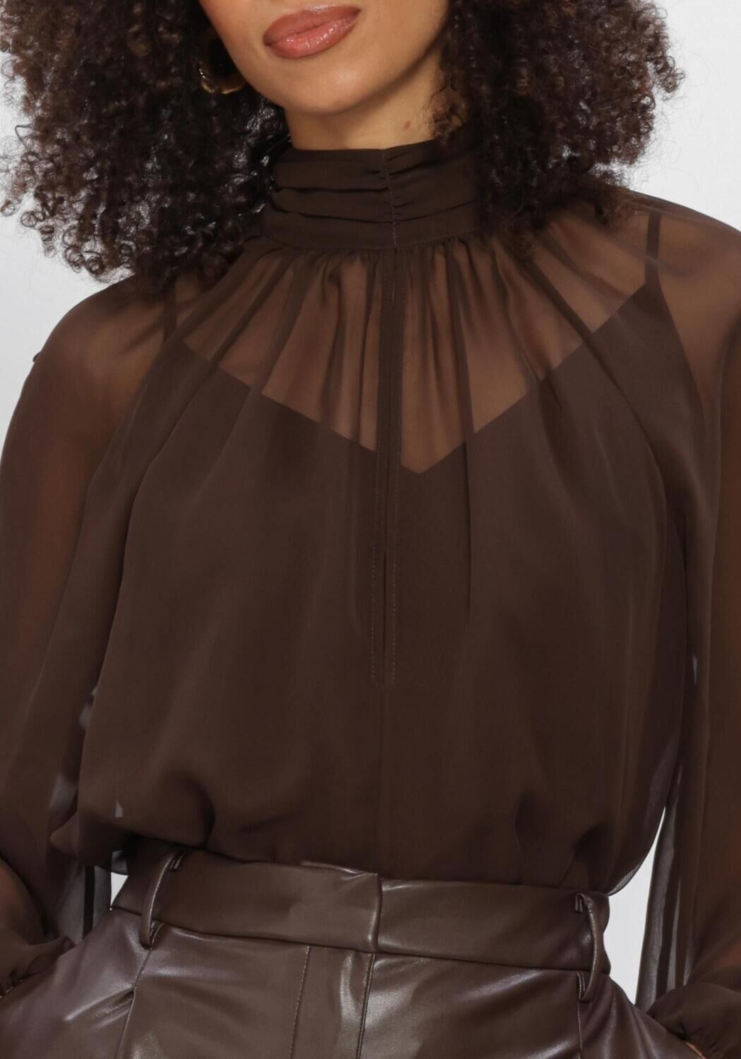 Braune DANTE6 Blusen SONIA BOHO SLEEVE DETAIL BLOUSE - large