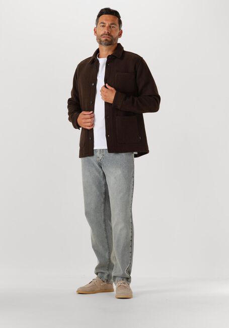 Braune LES DEUX Overshirt JASON SOLID WOOL OVERSHIRT - large