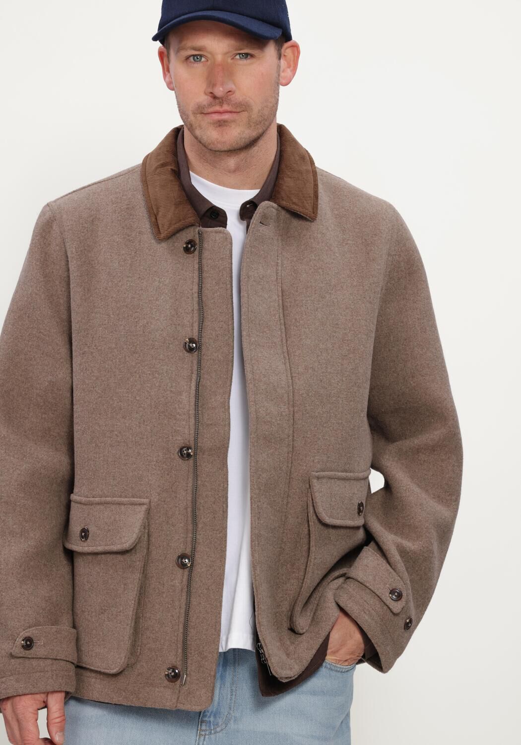 Beige LES DEUX Jack MELANGE WOOL JACKET - large