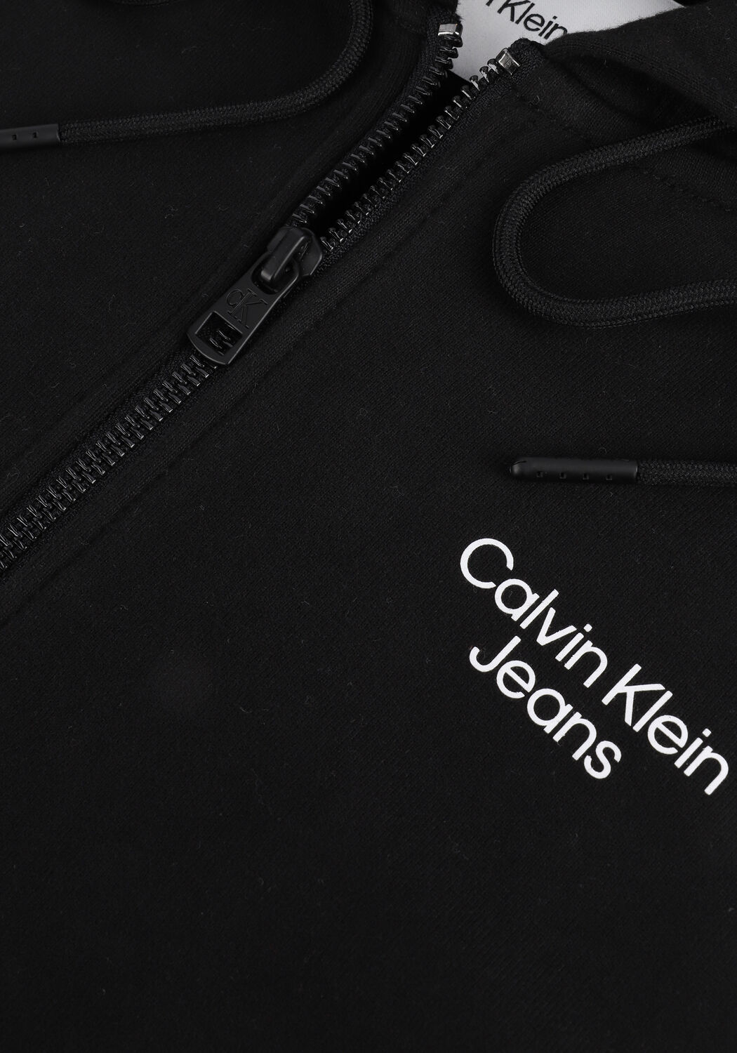 Schwarze CALVIN KLEIN Strickjacke STACKED LOGO ZIP-THROUGH - large