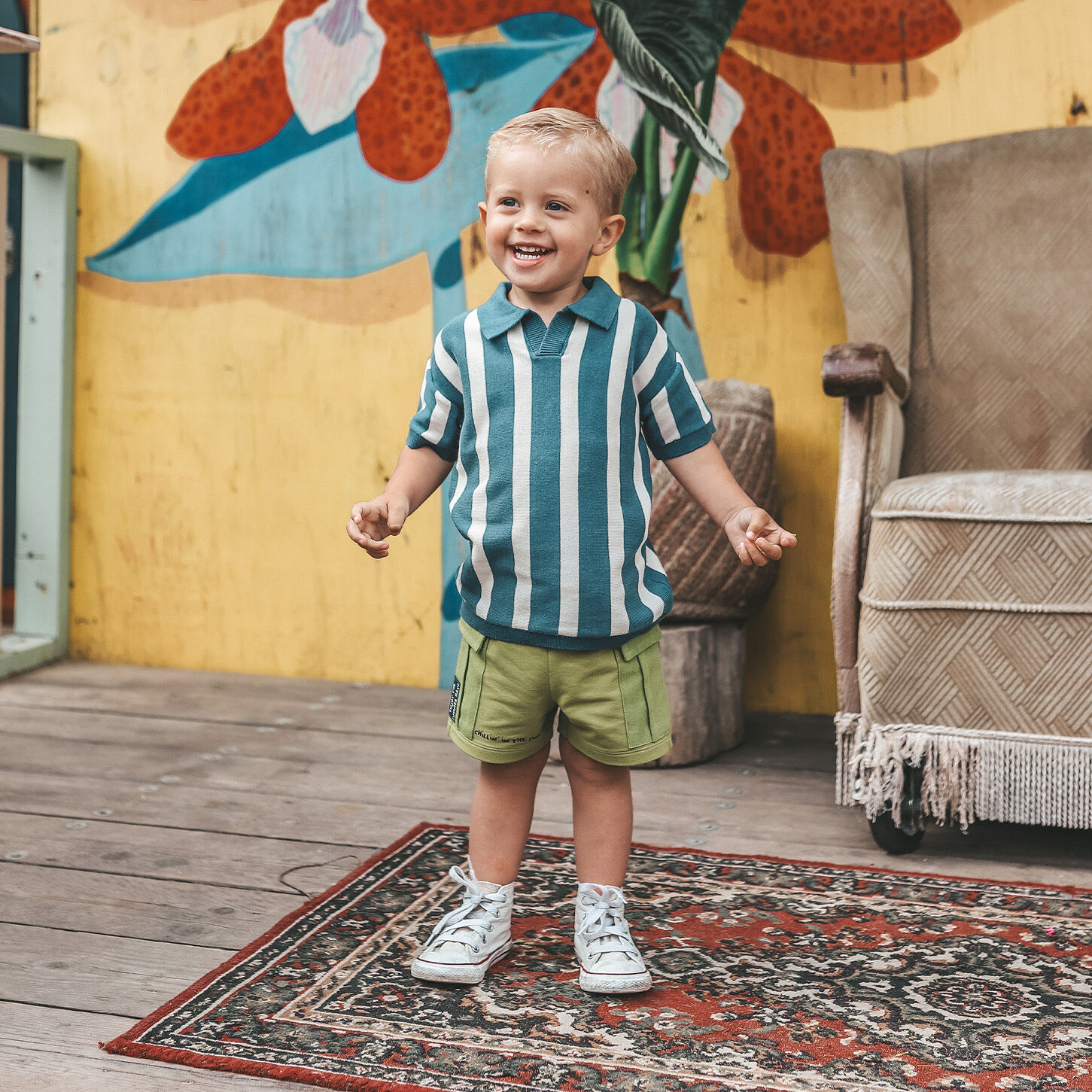 Blaue YOUR WISHES Polo-Shirt STRIPE KNIT CASUAL POLO - large