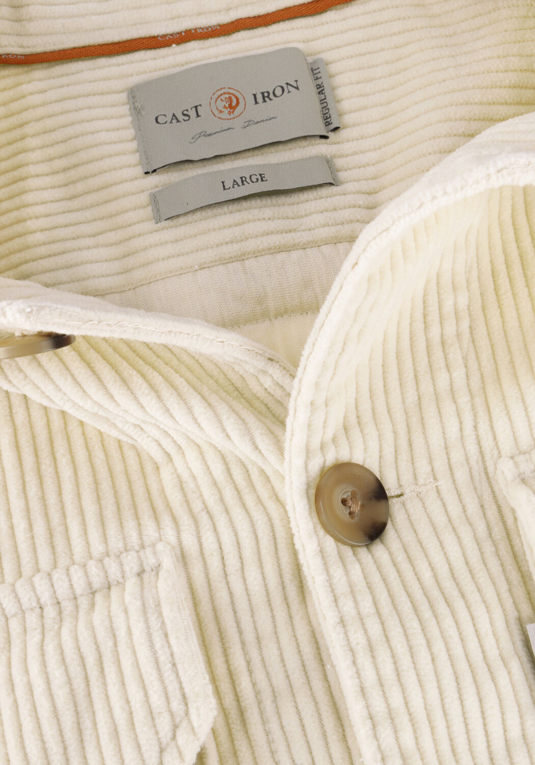 Wei&szlig;e CAST IRON Overshirt LONG SLEEVE SHIRT SOLID RIBCORD - large