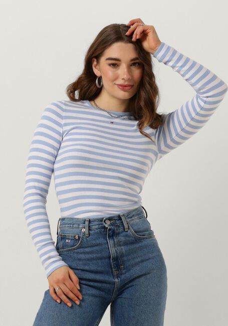 Blaue TOMMY JEANS  TJW ESSENTIAL RIB STRIPE TOP - large