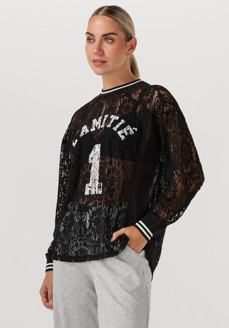 Schwarze HAUTE L'AMITIÉ Top LACE LS FOOTBALL BLOUSE - large