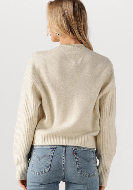 Ecru TOMMY JEANS Pullover TJW MELANGE FLAG SWEATER RIB EXT - large