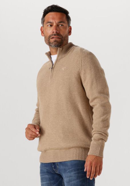 Beige BARBOUR Pullover GRANGETWON HALF ZIP KNITTED JUMPER - large