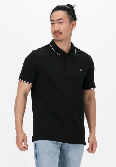 Schwarze CALVIN KLEIN Polo-Shirt STRETCH PIQUE TIPPING SLIM POLO - large