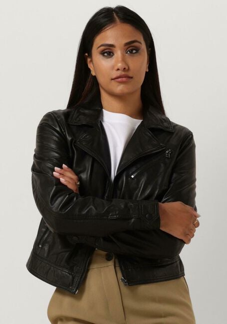 Schwarze GOOSECRAFT Lederjack MEGAN BIKER - large