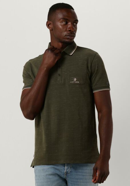 Grüne CAST IRON Polo-Shirt SHORT SLEEVE POLO INJECTED COTTON PIQUE - large