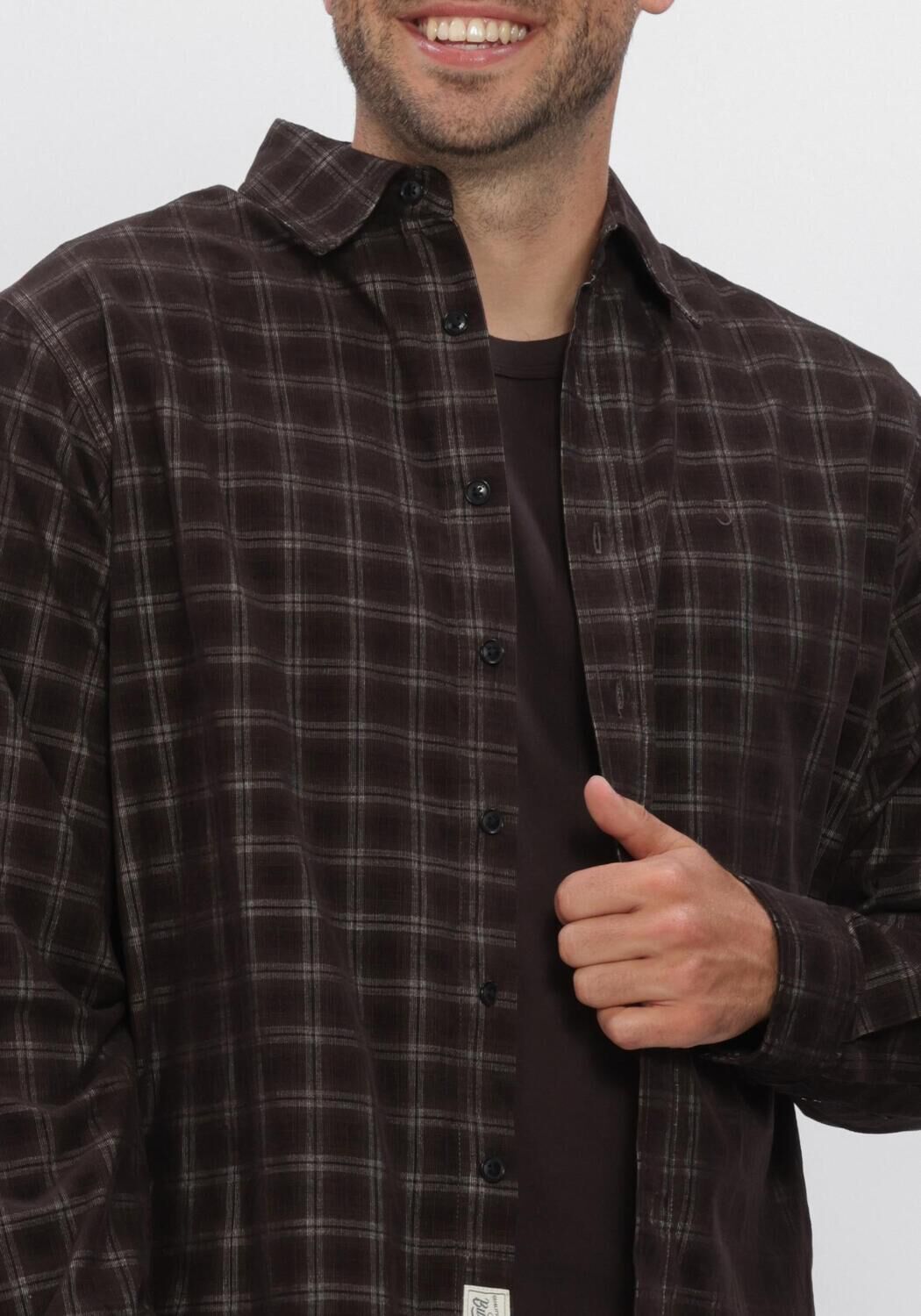 Braune BUTCHER OF BLUE Casual-Oberhemd JUDD CORD SMALL CHECK SHIRT - large