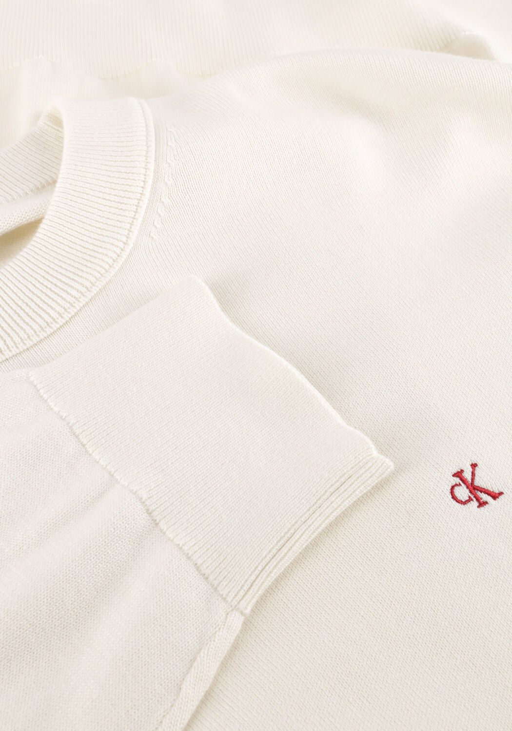 Creme CALVIN KLEIN Pullover LS EZ COTTON CREWNK SWEATER 12GG - large