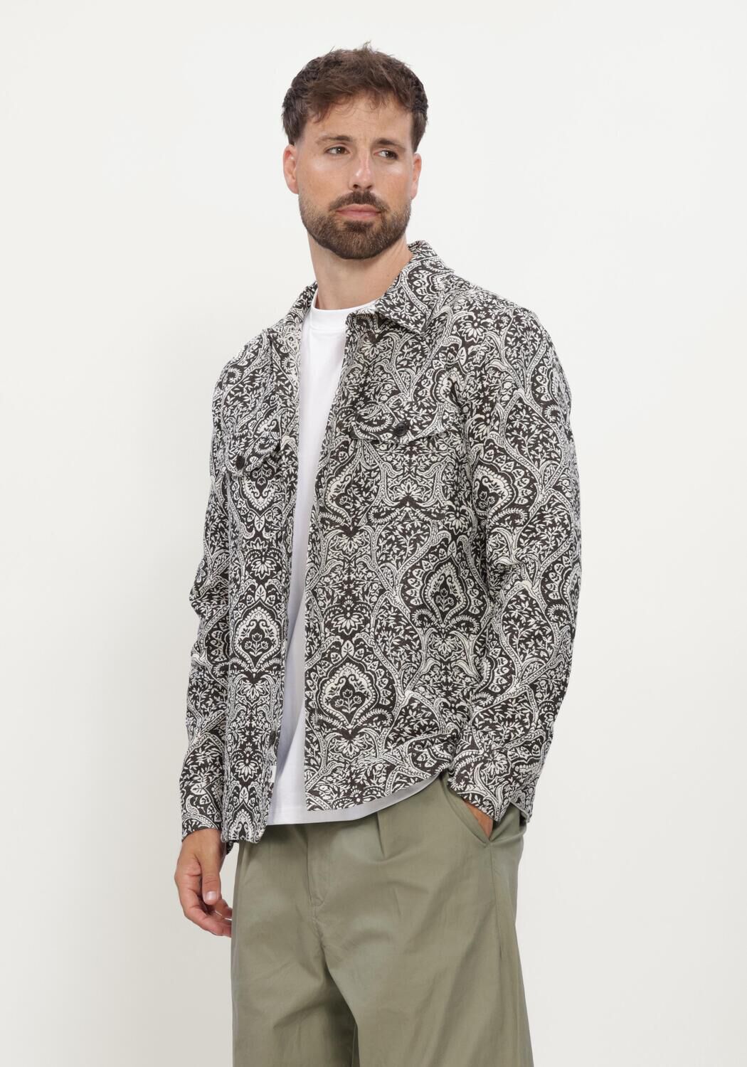 Schwarze ANERKJENDT Overshirt AKOSCAR GARDEN JACQ OVERSHIRT - large