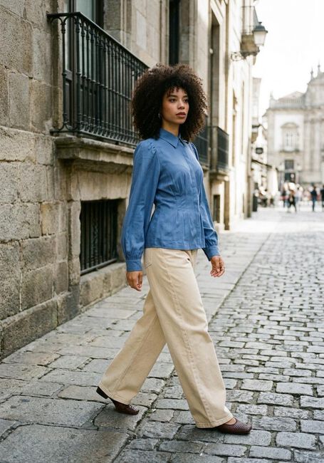 Blaue MSCH COPENHAGEN Top MSCHELSA ASANA SHIRT - large