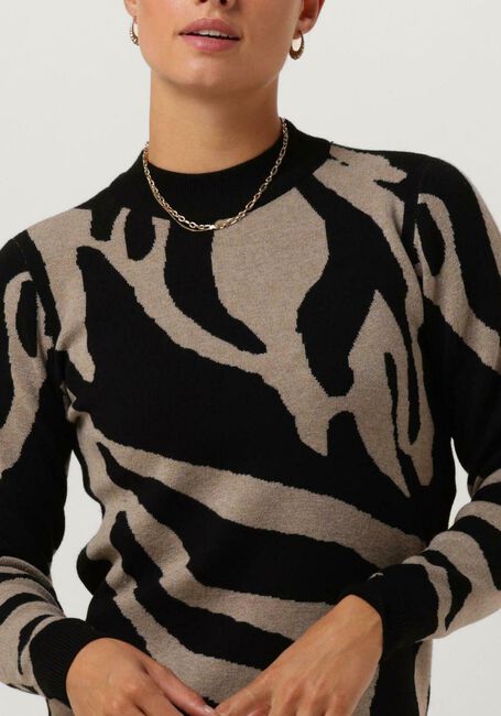 Schwarze OBJECT Minikleid OBJRAY L/S KNIT DRESS AOP - large