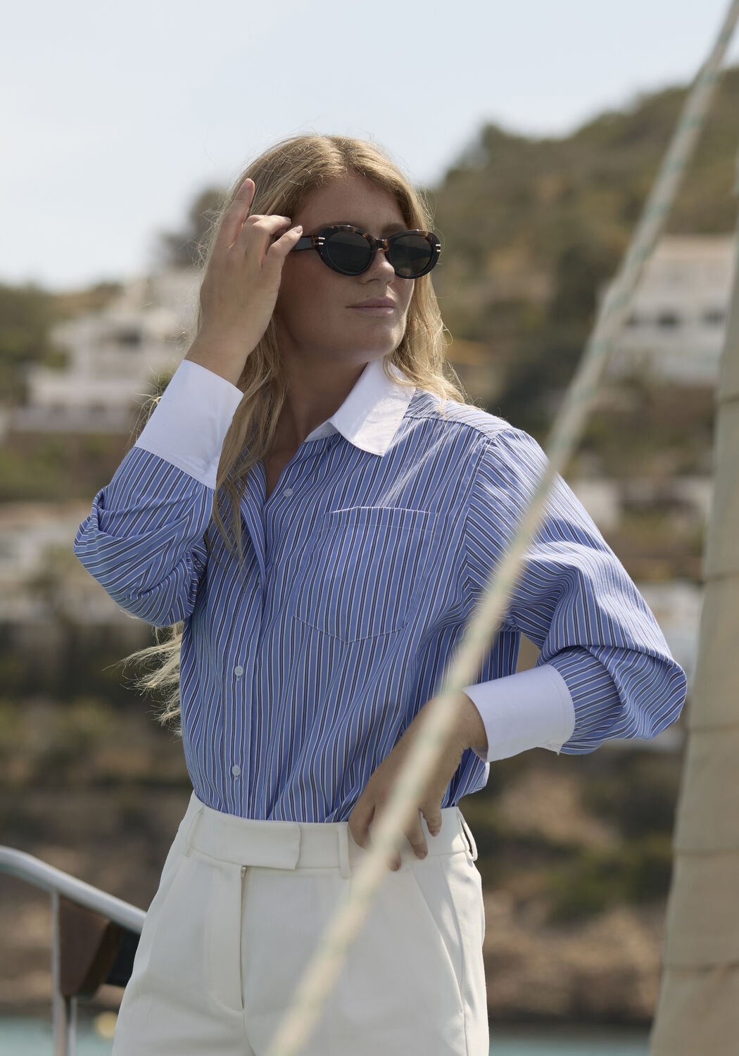 Hellblau OMODA ATELIER Blusen OM-ISOLDE X IRIS - large