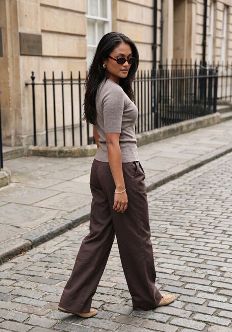 Braune MODSTR&Ouml;M Weite Hose TOREMD PANTS - large