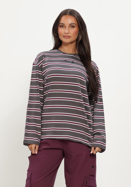 Graue ALIX THE LABEL Tops & T-shirts LADIES KNITTED STRIPE LONGSLEEVE T-SHIRT - large
