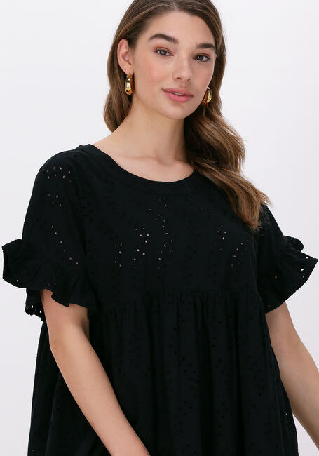 Schwarze COLOURFUL REBEL Minikleid RISSEY BRODERIE ANGLAISE BABYDOLL DRESS - large