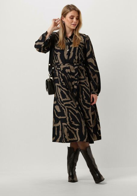 Schwarze SUMMUM Midikleid DRESS ABSTRACT LEAVES - large