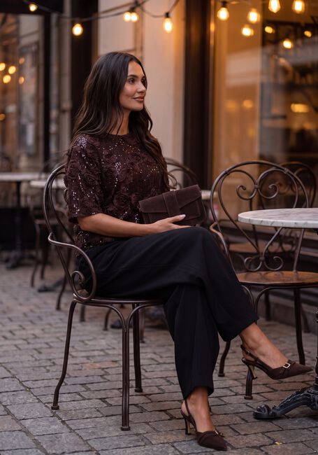 Braune Y.A.S. Top YASELYSIA 3/4 SEQUIN TOP - large