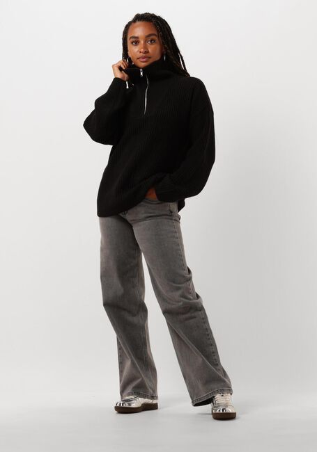 Schwarze SELECTED FEMME Rollkragenpullover SLFBLOOMIE LS KNIT HALF ZIP - large