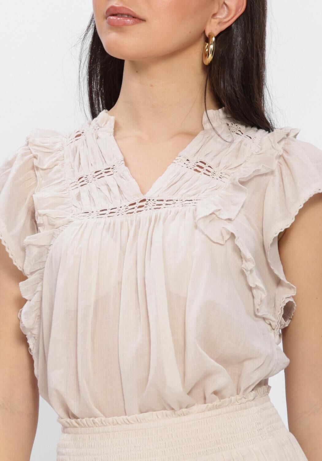 Beige NEO NOIR Tops & T-shirts JAYLA S VOILE TOP - large