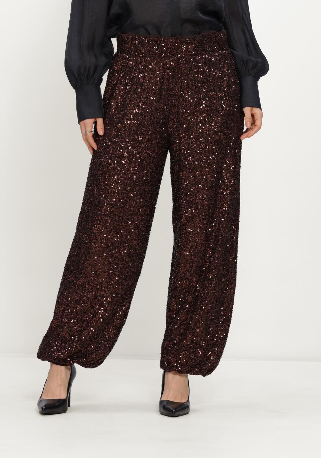 Braune STUDIO ANNELOES Weite Hose Darielle sequin balloon trousers - large