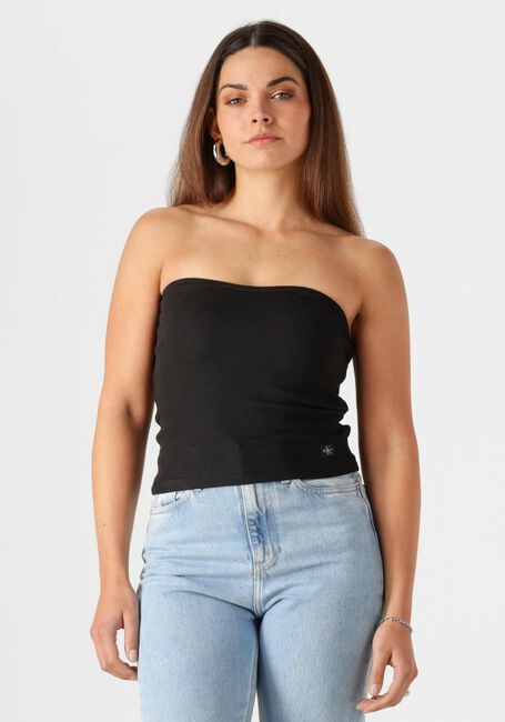 Schwarze CALVIN KLEIN Top WOVEN LABEL RIB SLEEVELESS TOP - large