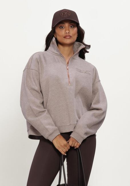 Taupe DEBLON SPORTS Sweatshirt AISHA HALF ZIP SWEATER - large