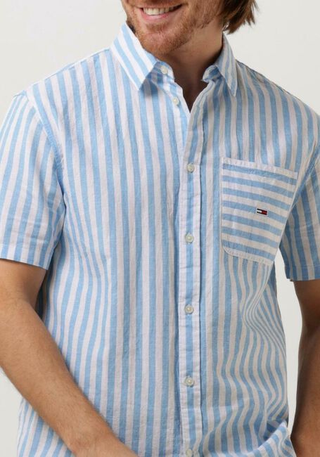 Hellblau TOMMY JEANS Casual-Oberhemd TJM RLX SS STRIPE LINEN SHIRT - large