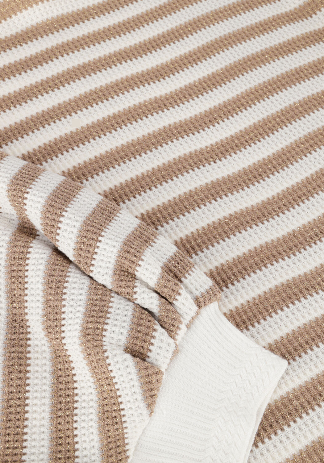 Beige SUMMUM Sweatshirt JERSEY SWEATER WAFFLE LUREX STRIPE - large