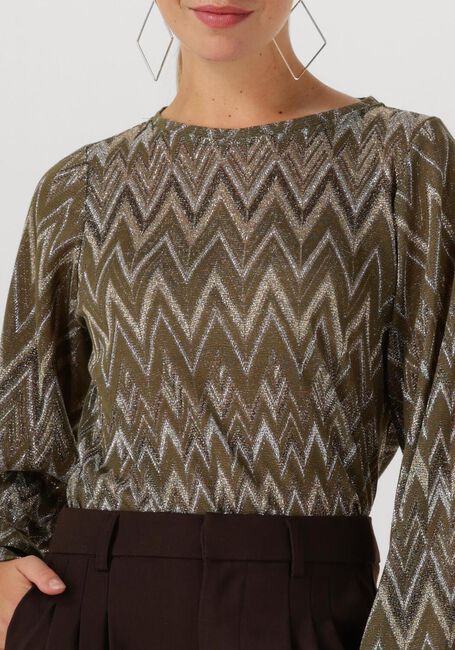 Grüne SUMMUM Top TOP LONG SLEEVE ZIG ZAG LUREX - large