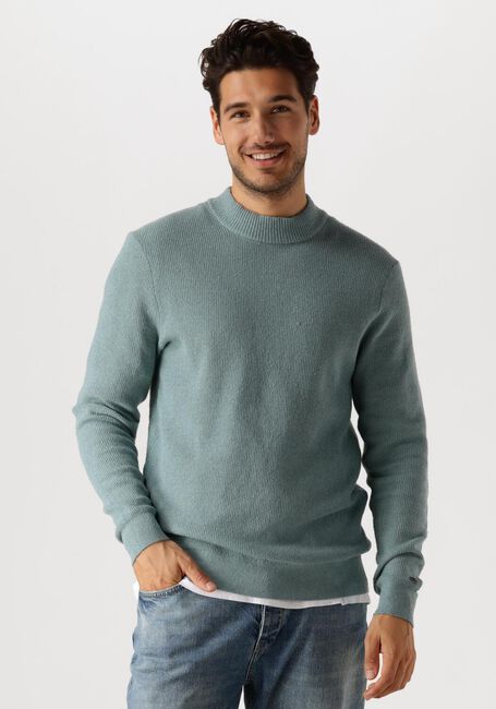 Blaue CAST IRON Pullover MOCK NECK FINE BOUCLE - large