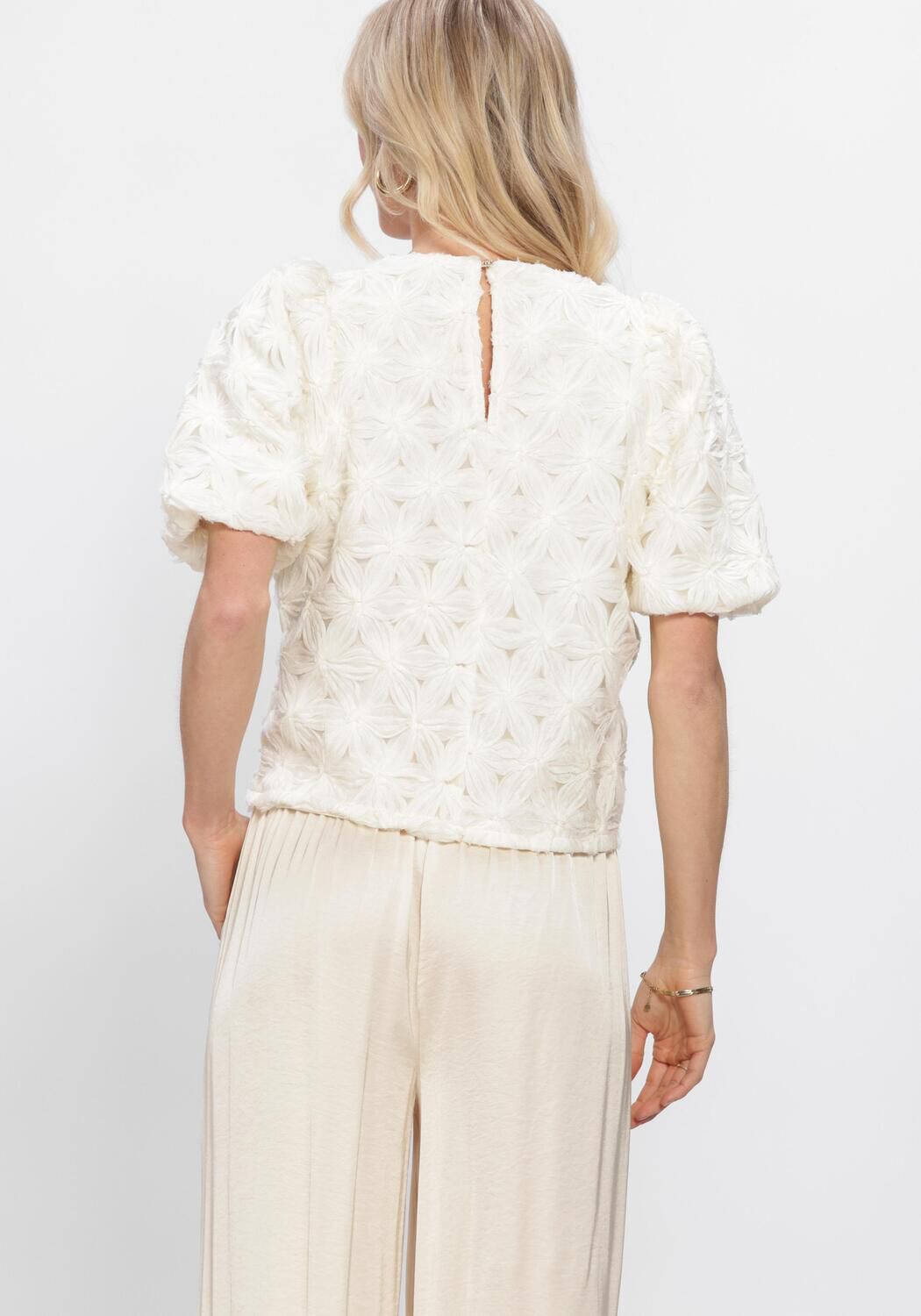 Nicht-gerade weiss FREEBIRD Tops & T-shirts WV-3D-VOILE-FLOWER-26-1 - large