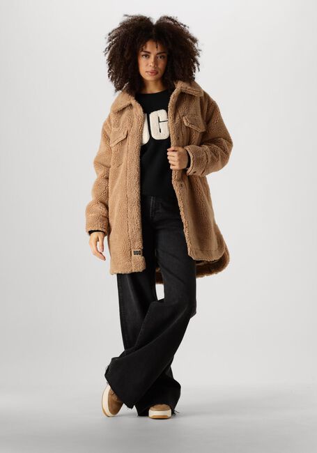 Camelfarbene UGG Teddy-Jacke FAUX SHEARLING SHIRT JACKET - large