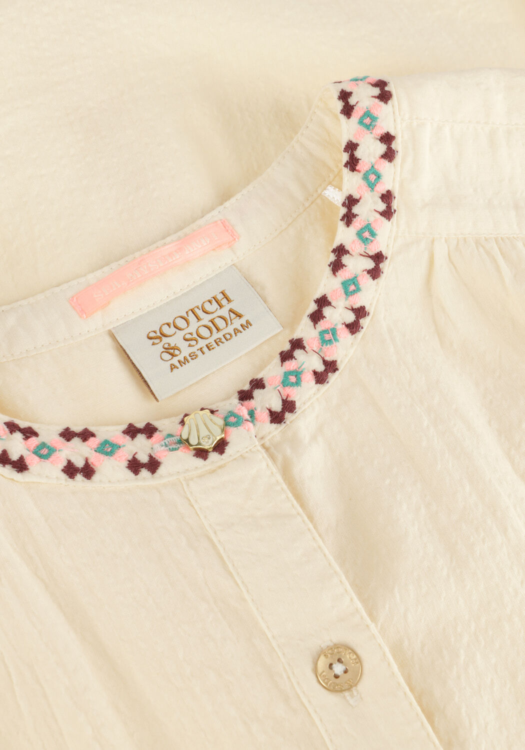 Ecru SCOTCH & SODA Blusen NEON POP EMBROIDERED LONG-SLEEVED TOP - large