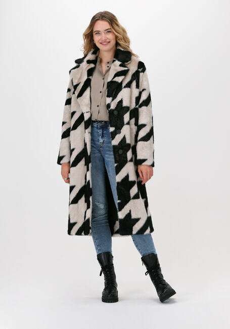 Schwarze GIACOMO THE JACKET Fake-Fur-Jack 11 PIED DE POULE LONG - large