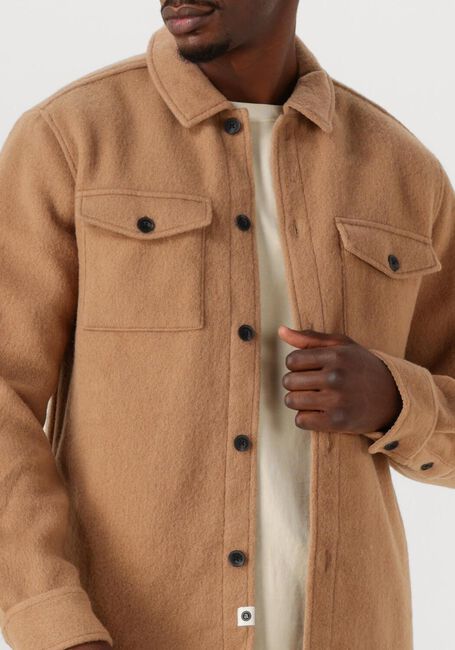 Camelfarbene ANERKJENDT Overshirt AKOSCAR BOILED WOOL OVERSHIRT - large