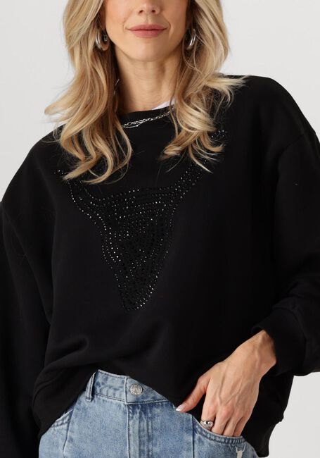 Schwarze ALIX THE LABEL Pullover LADIES KNITTED STRASS BULL - large