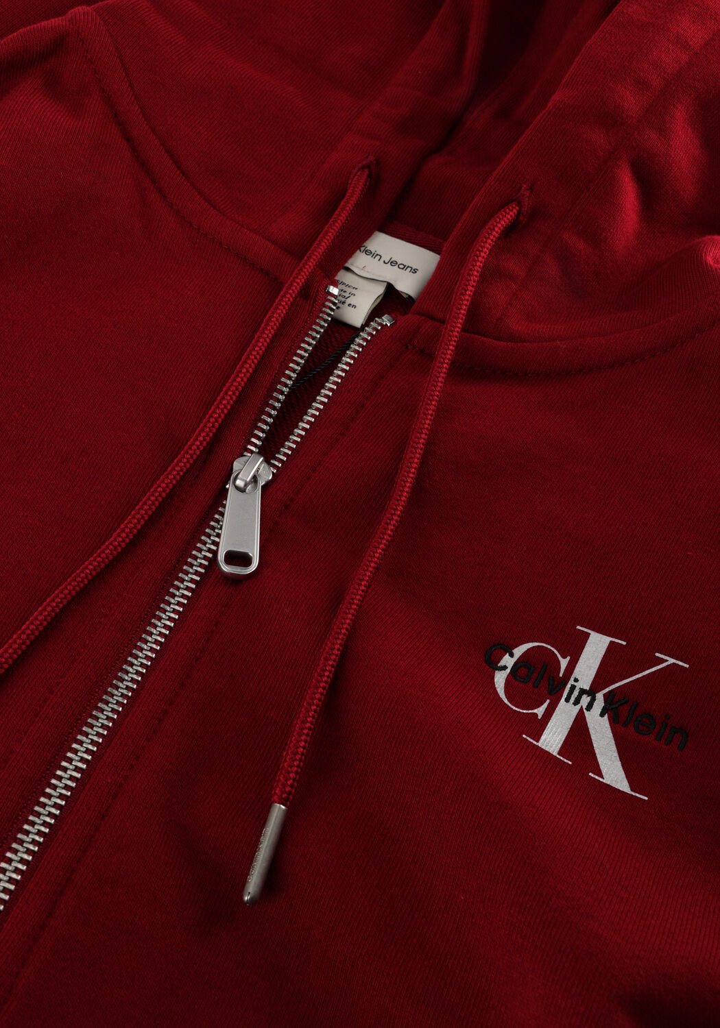 Bordeaux CALVIN KLEIN Strickjacke MONOLOGO FRENCH TERRY FZ BF HOOD - large