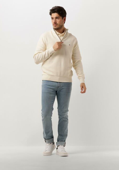 Beige TOMMY HILFIGER Pullover OVAL STRUCTURE ZIP MOCK - large