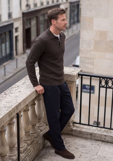 Braune PROFUOMO Polo-Shirt BOILED WOOL - large