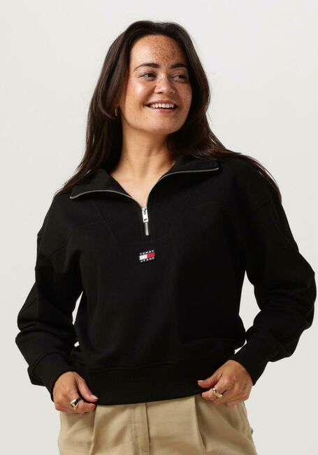 Schwarze TOMMY JEANS Pullover BXY 1/4 ZIP XS BADGE - large
