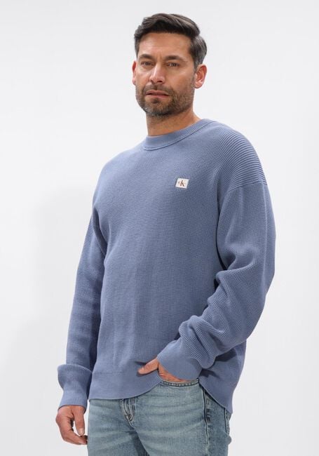 Blaue CALVIN KLEIN Pullover LS EZ COTTON WAFFLE CREWNK SWTR 9 - large
