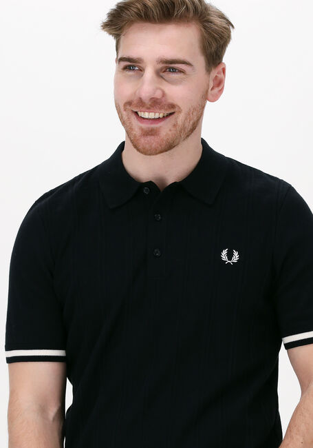 Schwarze FRED PERRY Polo-Shirt TIPPING TEXTURE KNITTED SHIRT - large