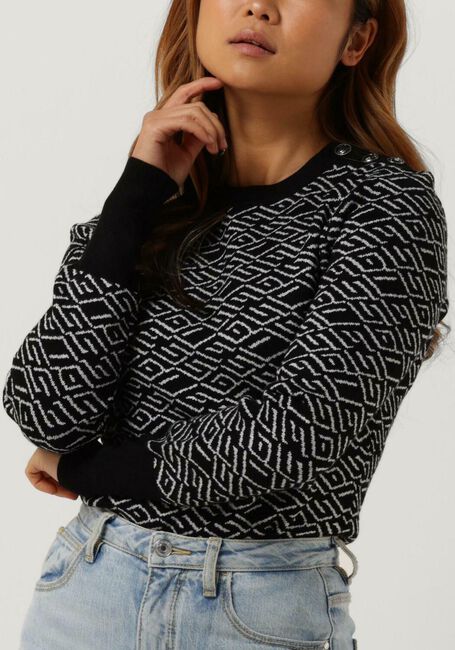 Schwarze GUESS Pullover LS GUESS LOGO JACQUARD SWTR - large